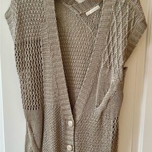 Hinge Taupe Knit Cardigan Vest